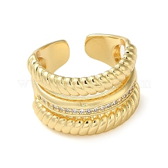Brass Micro Pave Cubic Zirconia Open Cuff Ring&nbsp;RJEW-Q805-02G