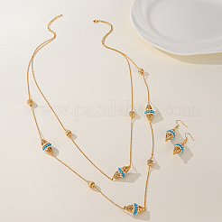 Bohemian Style Brass Horse Eye Double Layer Necklaces & Earrings Sets for Women&nbsp;YG5819