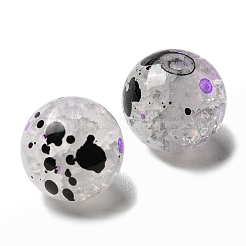 透明クラックガラスビーズ  模造壊れ玉  ラウンド  スミレ  10x9.5mm  穴：1.8mm  約10個/袋&nbsp;LS-GLAA-D012-02E