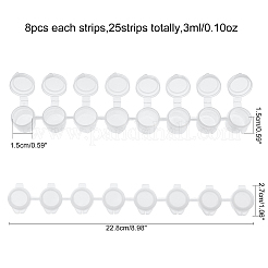 プラスチックペイントポットストリップ  蓋付き3ml 8ポットミニ空のペイントカップ  美術工芸用水彩顔料  透明  22.8x5.7x1.5cm&nbsp;DIY-PH0027-27