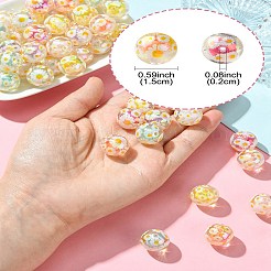 メッキクリアアクリルビーズ  二層ビーズ  デイジーと丸い  ミックスカラー  15mm  穴：2mm&nbsp;TACR-CJC0001-12