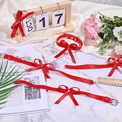 3 Pairs Adjustable PU Leather Bowknot Anklets&nbsp;AJEW-PH0007-83