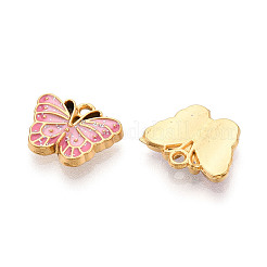 304 Stainless Steel and Enamel Glitter Powder Pendants&nbsp;STAS-T064-85G-01
