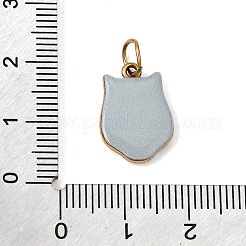プリントされた304ステンレススチールペンダント  フクロウのチャーム  ゴールドカラー  グレー  16.5x15x2.5mm  穴：4.5mm&nbsp;SA-CBA59B8-07G