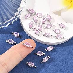 SHEGRACE Brass Pave Cubic Zirconia Oval Connector Charms&nbsp;XGRQ2O046-437B-P