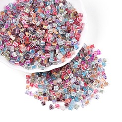 内側が透明な色のガラスシードビーズ  三角形  ミックスカラー  3.4x3.4~3.8x3.4~3.8mm  穴：1mm  約7500個/ポンド&nbsp;SEED-T007-13M
