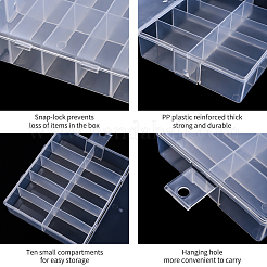 プラスチックビーズ収納ケース  長方形  透明  12.5x10x3cm  内径：2.4x4.8のCM&nbsp;OFFICE-Q006-11