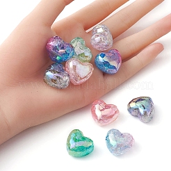 10個5色透明クラックルアクリルビーズ  グラデーションカラー  ハート  ミックスカラー  19x22x14mm  穴：3.5mm  2個/カラー&nbsp;MACR-YW0002-64
