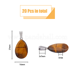 Teardrop Natural Tiger Eye Pendants&nbsp;G-HY0001-12
