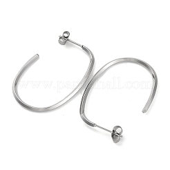 304ステンレススチール製オーバルスタッドピアス  ステンレス鋼色  40x27x1.8mm&nbsp;EJEW-K295-02P