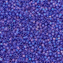 MIYUKIデリカビーズ小  シリンダー  日本製シードビーズ  15/0  （dbs0864)マット透明コバルトab  1.1x1.3mm  穴：0.7mm  約175000個/袋  50 G /袋&nbsp;SEED-X0054-DBS0864