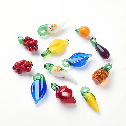 通常のランプワークペンダント50個  混合形状  ミックスカラー  10.5~15x22~34.5mm&nbsp;LAMP-SC0001-63