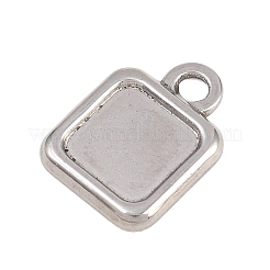 304ステンレススチールペンダントカボションセッティング  ステンレス鋼色  正方形  18.5x14x2.5mm  穴：2.5mm&nbsp;STAS-D264-08A-P