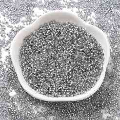 内側が透明な色のガラスシードビーズ  シリンダー  銀  1.6x1.3mm  穴：0.8mm  約1333個/10g&nbsp;X1-SEED-H003-04D