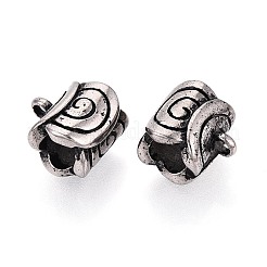 304ステンレススチールチャーム  渦を持つ列  アンティークシルバー  12~12.5x11~11.5x9mm  穴：1.6mm＆5mm&nbsp;STAS-T072-123AS