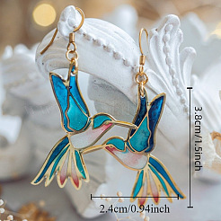 Alloy Enamel Bird Dangle Earrings for Women&nbsp;WGBA97F-01