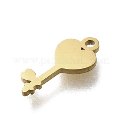 304ステンレススチールチャーム  ハートキーチャーム  レーザー切断  18KGP本金メッキ  12.5x5.5x1mm  穴：1.2mm&nbsp;STAS-U041-07G