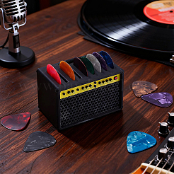 プラスチック製ギターピックディスプレイスタンド 1個  プラスチック製の三角形のギターピック12個付き  ミックスカラー  6.6x4.4x4.2cm&nbsp;ODIS-UN0001-40