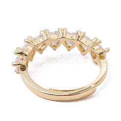 Clear Cubic Zirconia Heart Adjustable Ring&nbsp;RJEW-F124-05G