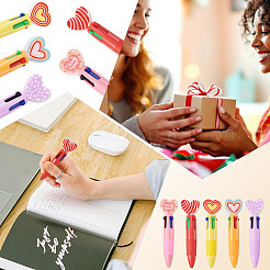 15Pcs 5 Colors Plastic Heart 4-in-1 Ballpoint Pen&nbsp;AJEW-TA0005-81