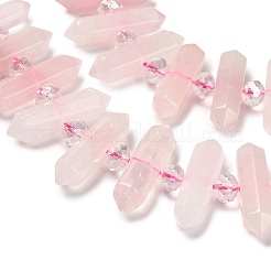 Natural Rose Quartz Double Terminated Point Beads Strands&nbsp;G-H069-B17-01