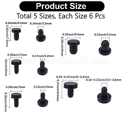 30個 5スタイル シリコンボトルシールプラグ  ブラック  7~9x6.5~9.5mm  6個/スタイル&nbsp;FIND-GF0008-86