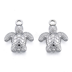 変色しない201ステンレススチールペンダント  カメ  ステンレス鋼色  18.5x15x3mm  穴：1.8mm&nbsp;STAS-N098-174P