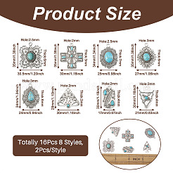 16Pcs 8 Styles Synthetic Turquoise Pendants&nbsp;FIND-TA0002-15