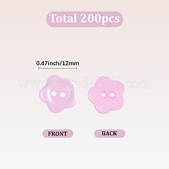 200穴樹脂ボタン2個  花  ピンク  12x2.5mm&nbsp;RESI-SP0001-52A
