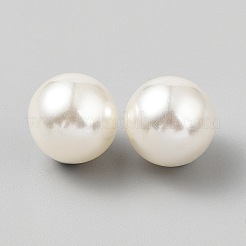 プラスチック模造真珠ピアスキャッチ  丸い耳の後ろ  プラチナ  16mm  穴：0.8mm&nbsp;KY-WH0038-12P-04