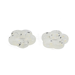 マーブルストーン風不透明アクリルビーズ  花  淡黄色  14x14.5x3.8mm  穴：1.5mm&nbsp;LS-OACR-G009-06C