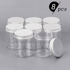 プラスチック製の空の化粧品容器  アルミスクリュートップリッド付き  黒板ステッカーラベル付き  透明  8.6x7.1cm  容量：250ミリリットル&nbsp;CON-BC0006-05F