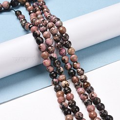天然石ロードナイトビーズ連売り  ファセット（128ファセット）  ラウンド  6mm  穴：1mm  約64個/連  14.96''（38センチメートル）&nbsp;G-E571-19A