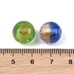 グラデーションの手作り箔ランプワークビーズ  ラウンド  ミックスカラー  12~12.5mm  穴：1.4~1.6mm&nbsp;LA-CBAFE51-02