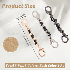 3Pcs 3 Colors PU Leather Alloy Crub Chain Purse Strap Extenders for Purse Making&nbsp;PURS-CL0001-11A