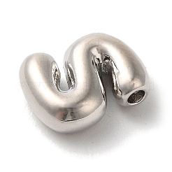 真鍮チャーム  長持ちメッキ  プラチナ  文字S  10x8x3.5mm  穴：1.4mm&nbsp;KK-S391-02P-S
