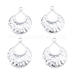 変色しない201ステンレススチールペンダント  ティアドロップ  ステンレス鋼色  28x21x2.5mm  穴：2.5mm&nbsp;STAS-N098-247P