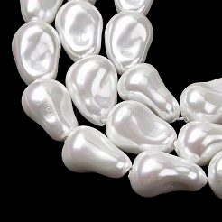電気メッキガラスシェルパールビーズ連売り  ナゲット  ホワイト  22~23x15~16x14~15mm  穴：1.4mm  約18個/連  15.35''（39センチメートル）&nbsp;GL-CBA0DA7-01