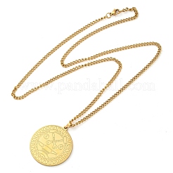 304 Stainlessa Steel Curb Chain Pendant Necklaces&nbsp;NJEW-H034-02G