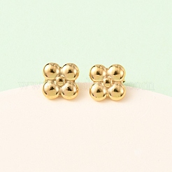 304ステンレススチールフラワースタッドピアス  イオンプレーティング（ip）  18KGP本金メッキ  8x8mm&nbsp;EJEW-K268-83G
