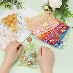 60Pcs 10 Colors Hot Stamping Organza Bags&nbsp;OP-PH0001-35
