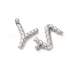 304ステンレススチールチャーム26個  a～zの文字  ステンレス鋼色  13~15x5.5~12x3mm  穴：2mm&nbsp;STAS-T064-75P