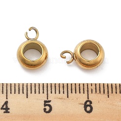 イオンプレーティング（IP）304ステンレススチールペンダントベイル  フラットラウンド  ゴールドカラー  11x8x4mm  穴：2mm  内径：4mm&nbsp;STAS-P374-03G