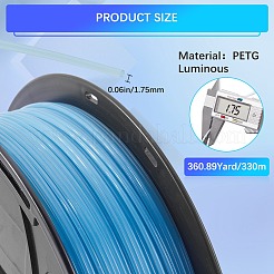 330m蓄光petg 3dプリンターフィラメント  3Dプリンターの消耗品  空色  1.7mm  約360.89ヤード（330m）/ロール&nbsp;OCOR-WH0071-94B