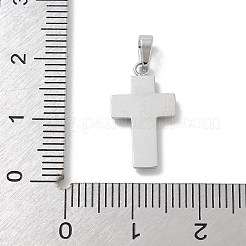 304ステンレススチールマイクロパヴェキュービックジルコニアペンダント  クロスチャーム  ステンレス鋼色  17.5x10x1.8mm  穴：4x2.5mm&nbsp;STAS-Z107-08P-15