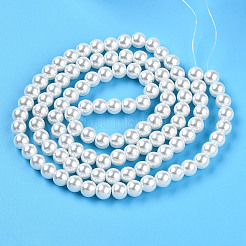 環境に優しいガラスパールラウンドビーズ  乳白色  8.5x7.5mm  穴：1.2mm  約1600個/1000g&nbsp;HY-A002-8mm-RB001-A