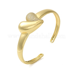 Heart Clear Cubic Zirconia Cuff Bangles&nbsp;BJEW-P336-03G