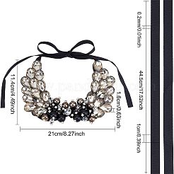 Vintage Black Diamond & Crystal Rhinestone Layers Bib&nbsp;DIY-WH0321-06