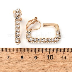 合金シリコンクリップオンイヤリング  ガラスラインストーン付き  ゴールドカラー  長方形  25.5x20x4mm&nbsp;EJEW-Z120-02G-03