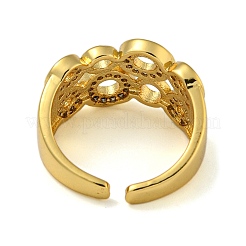 Round Brass Micro Pave Cubic Zirconia Wide Open Cuff Rings for Women&nbsp;RJEW-Z050-20G